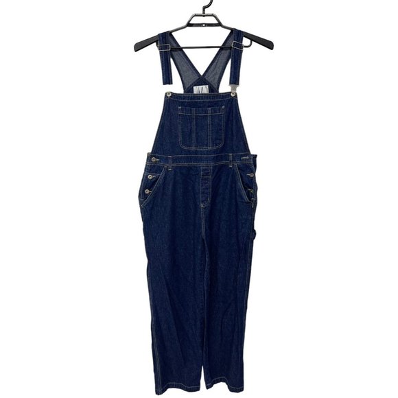 Highway Sport Men's Dark Wash Lightweight Pull-On Blue Denim Overalls Size L - Picture 1 of 14